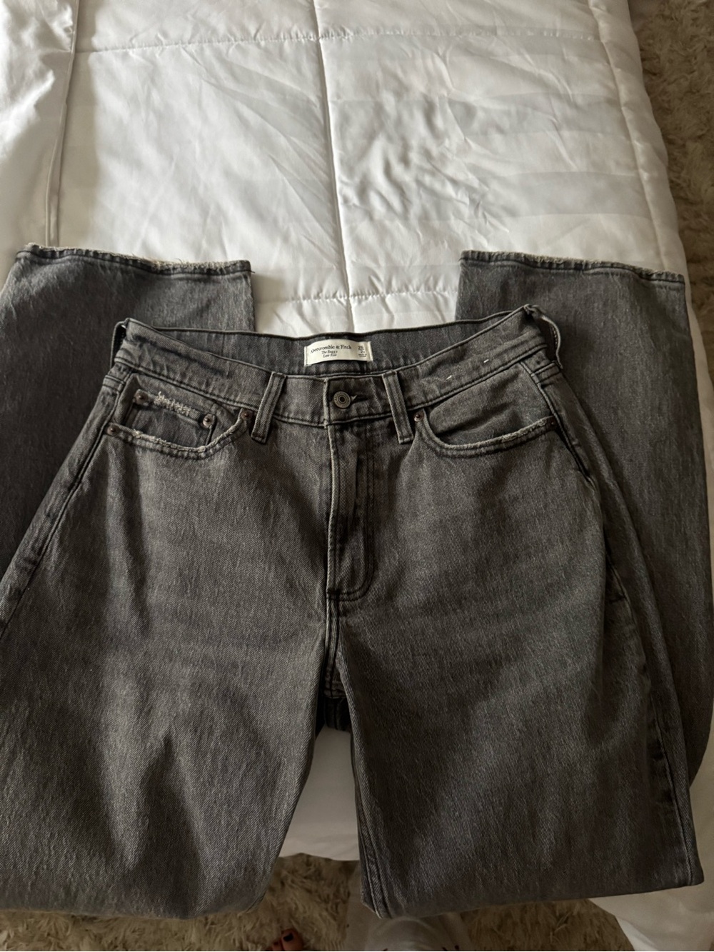 Abercrombie and fitch Women's Gray High-Rise Straight Jeans